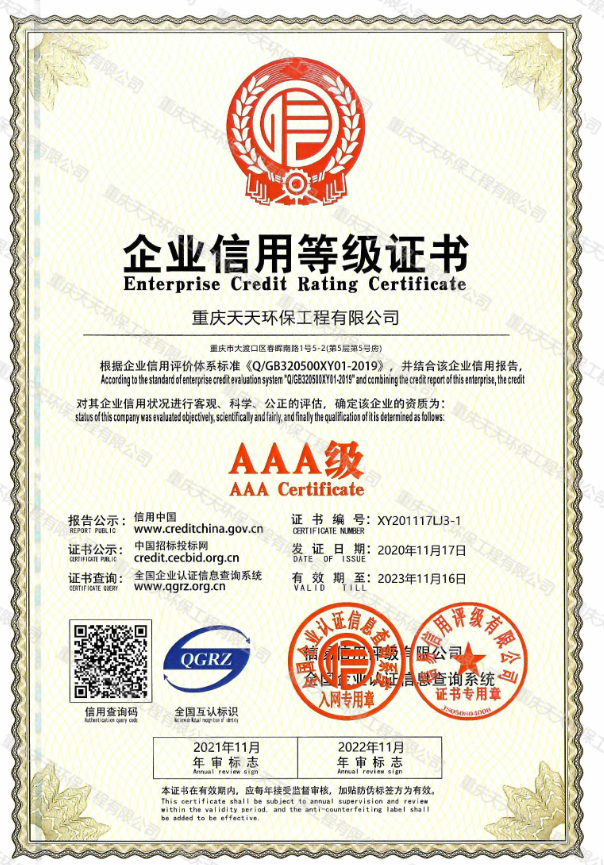 企業信用等級證書